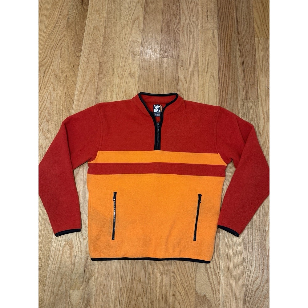 Gap Y2K  Men's Vintage YKK‎ 1/4 Zip Red/Orange Color Block Fleece XS
